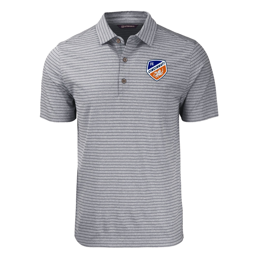  FC Cincinnati Cutter & Buck Forge Eco Heather Stripe Stretch Recycled Polo - Heather Black